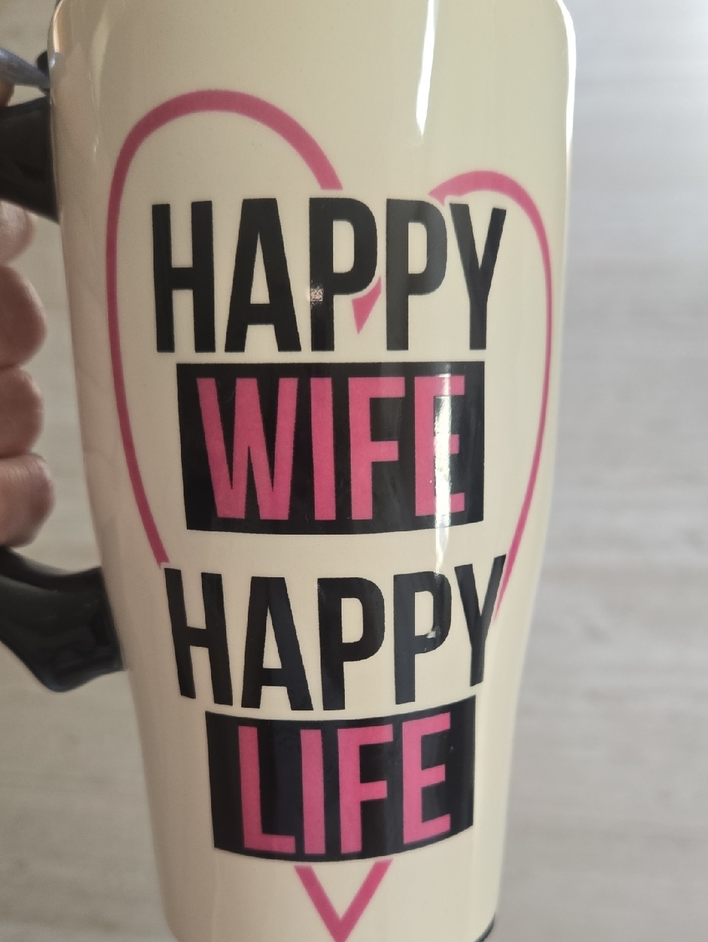 "Happy Wife Happy Life" Tall Ceramic Travel Mug - Picture 2 of 7